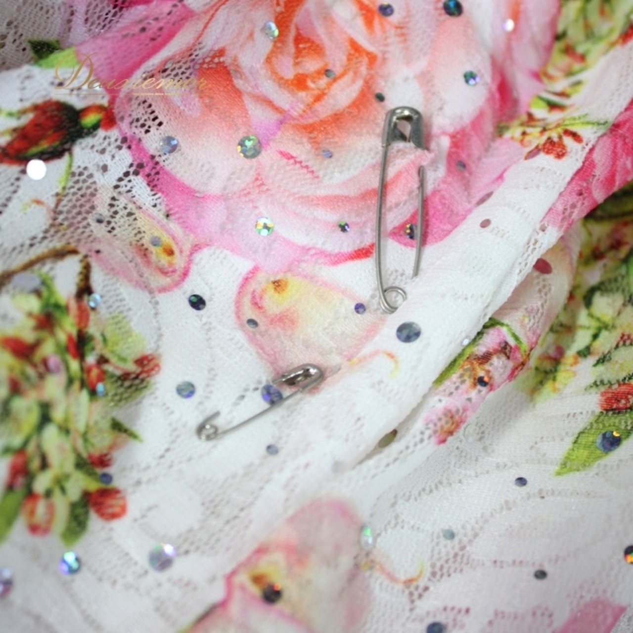 社交ダンス 衣装 スタンダード ドレス ワンピース パーティ衣装 女性用 レディース オールシーズン union 花柄 ホワイト系 ピンク系 グリーン系 レース キラキラ ホログラム フェミニン デザイン 伸縮性 ポリエステル ポリウレタン イベント