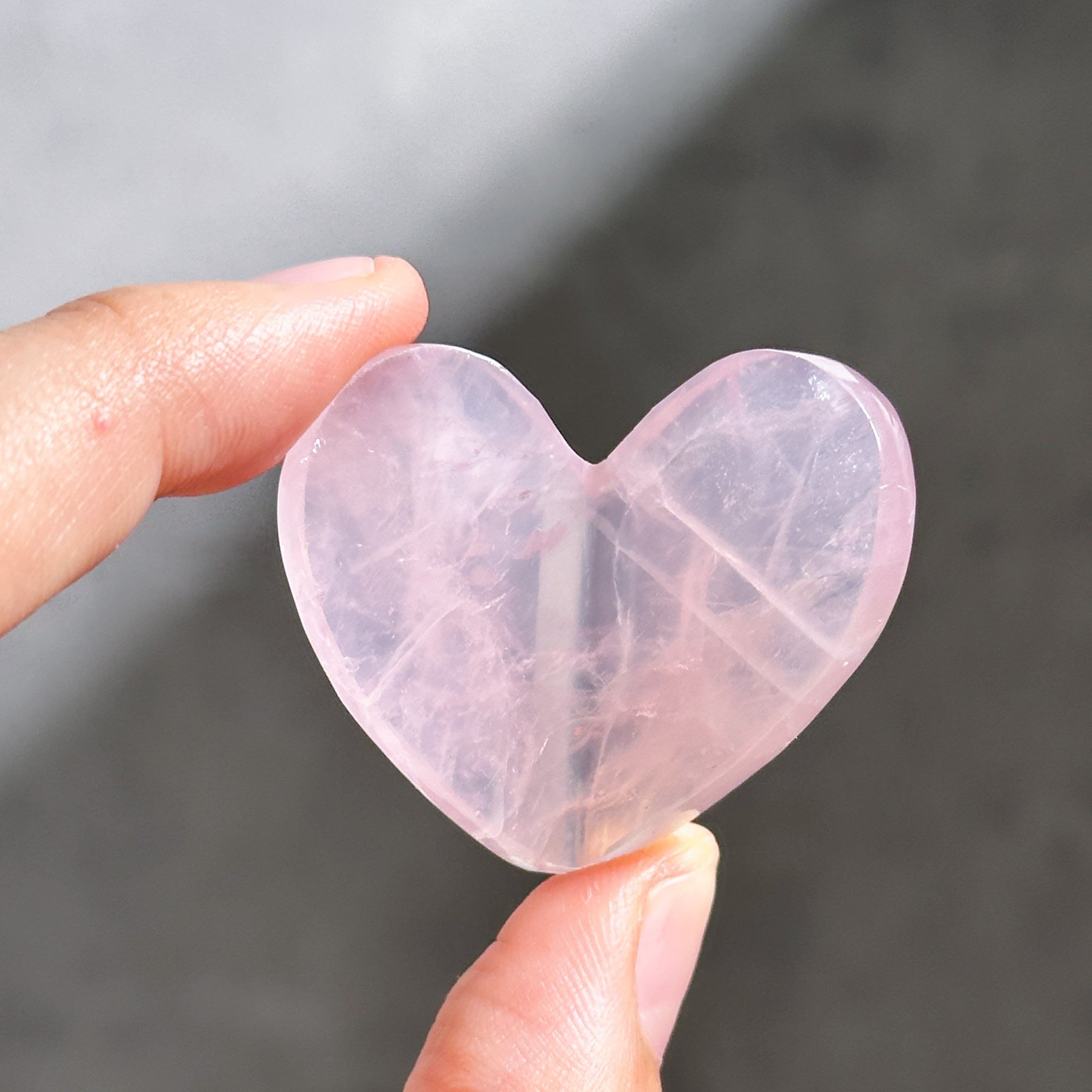 ローズクォーツ 3Dハート 04♡Rose Quartz heart ♡天然石・鉱物