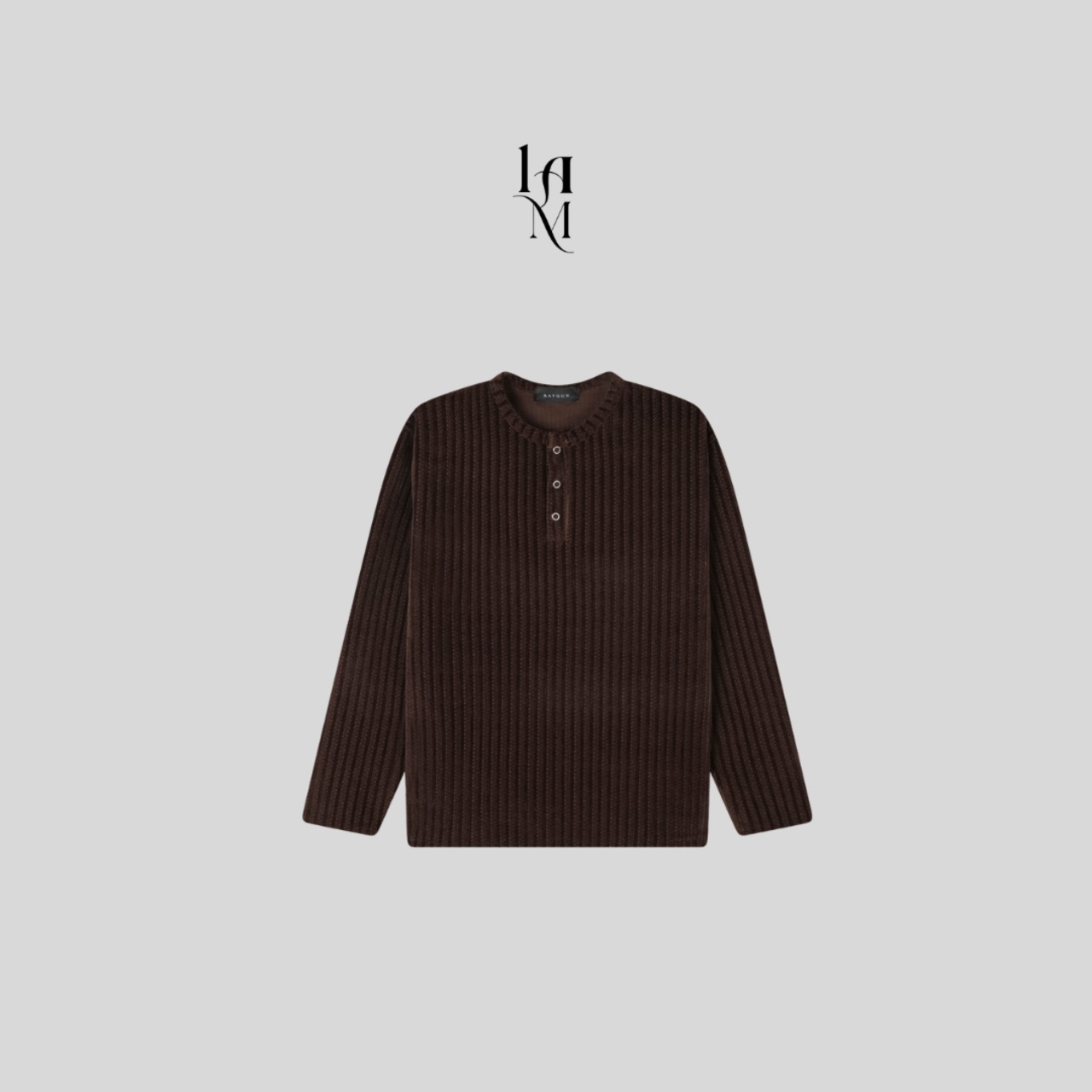 Velour Henley Neck Long Sleeve Knit (4color) - 17