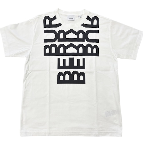 【中古】 バーバリー メンズ Tシャツ 半袖 クルーネック ロゴ プリント ホワイト ブラック XXS 8052213