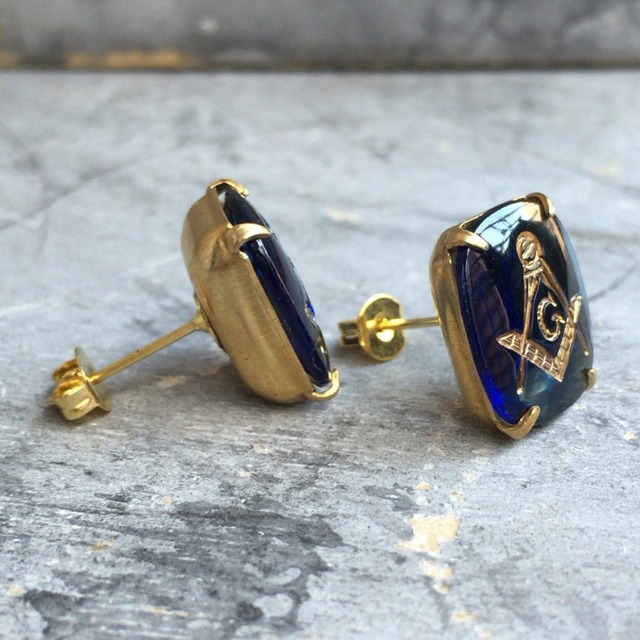 ヴィンテージフリーメイソンダークサファイヤストーンピアスイヤリング Tiny Star ヴィンテージフリーメイソンダークサファイヤストーンピアスイヤリング Tiny Star