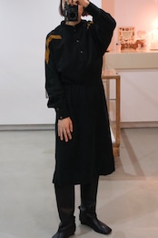 Black corduroy long sleeve shirt dress
