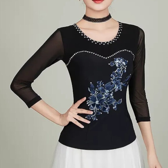 シアースリーブ 　ビシューデザイン　スリムフィット カットソー  ds1465