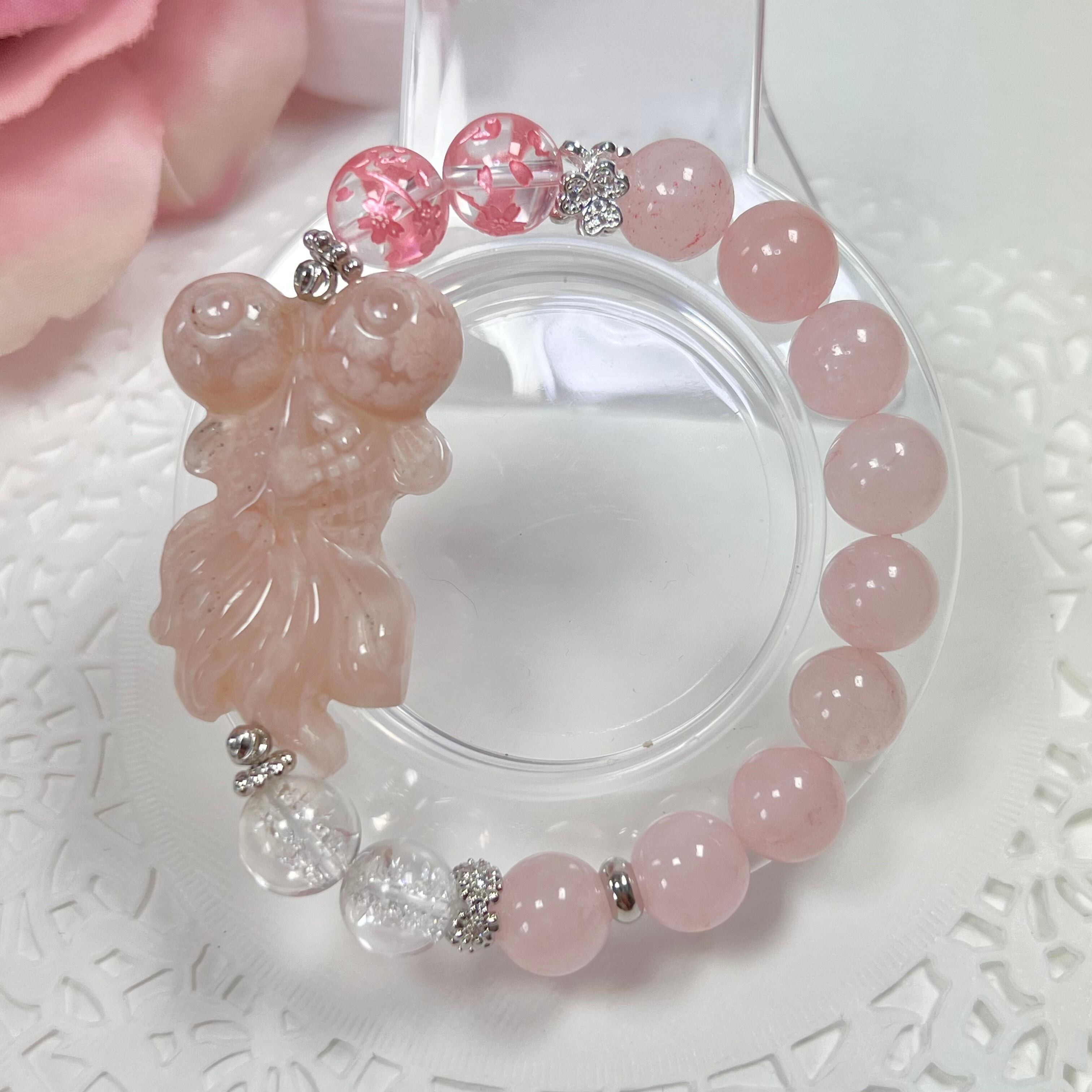 【桜瑪瑙 金魚 ブレスレットε(˙³˙ з )з 】天然石 パワーストーン