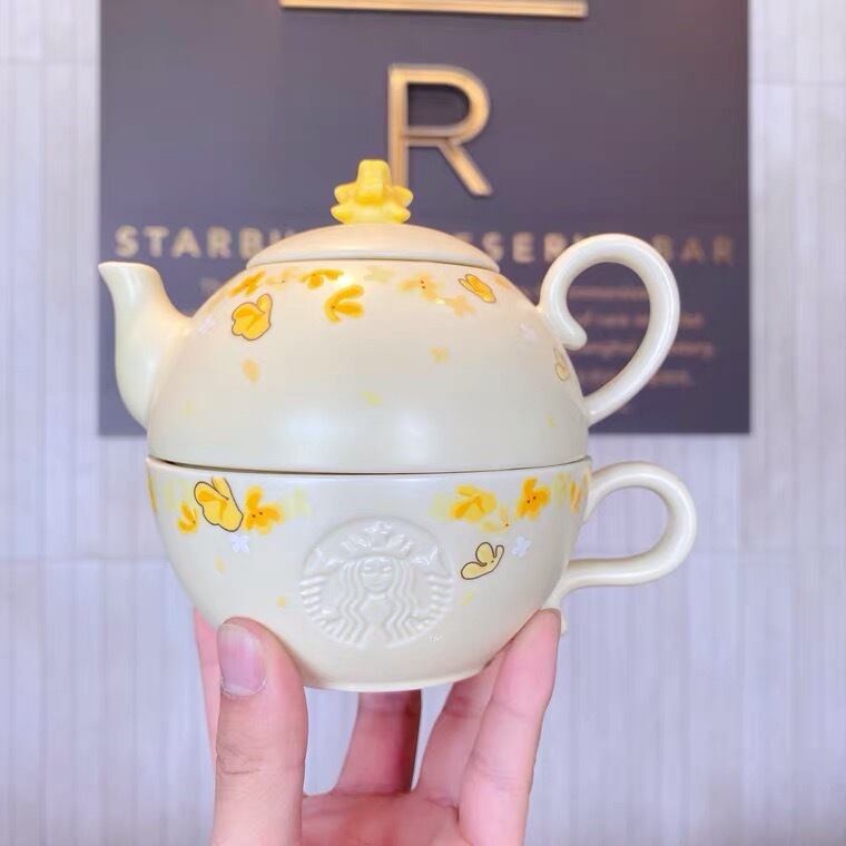 ティーポットセット!金木犀 花 ケトル マグカップ タンブラー ティーポットセット!金木犀 花 ケトル マグカップ タンブラー