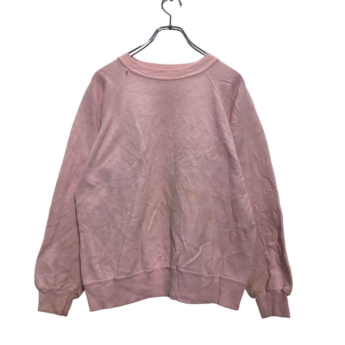 【ヴィンテージ】Hanes ピンクスウェット くまちゃん レース付き USA製 90年代 90s USA製 Hanes ヘインズ 花 フラワー プリント スウェット