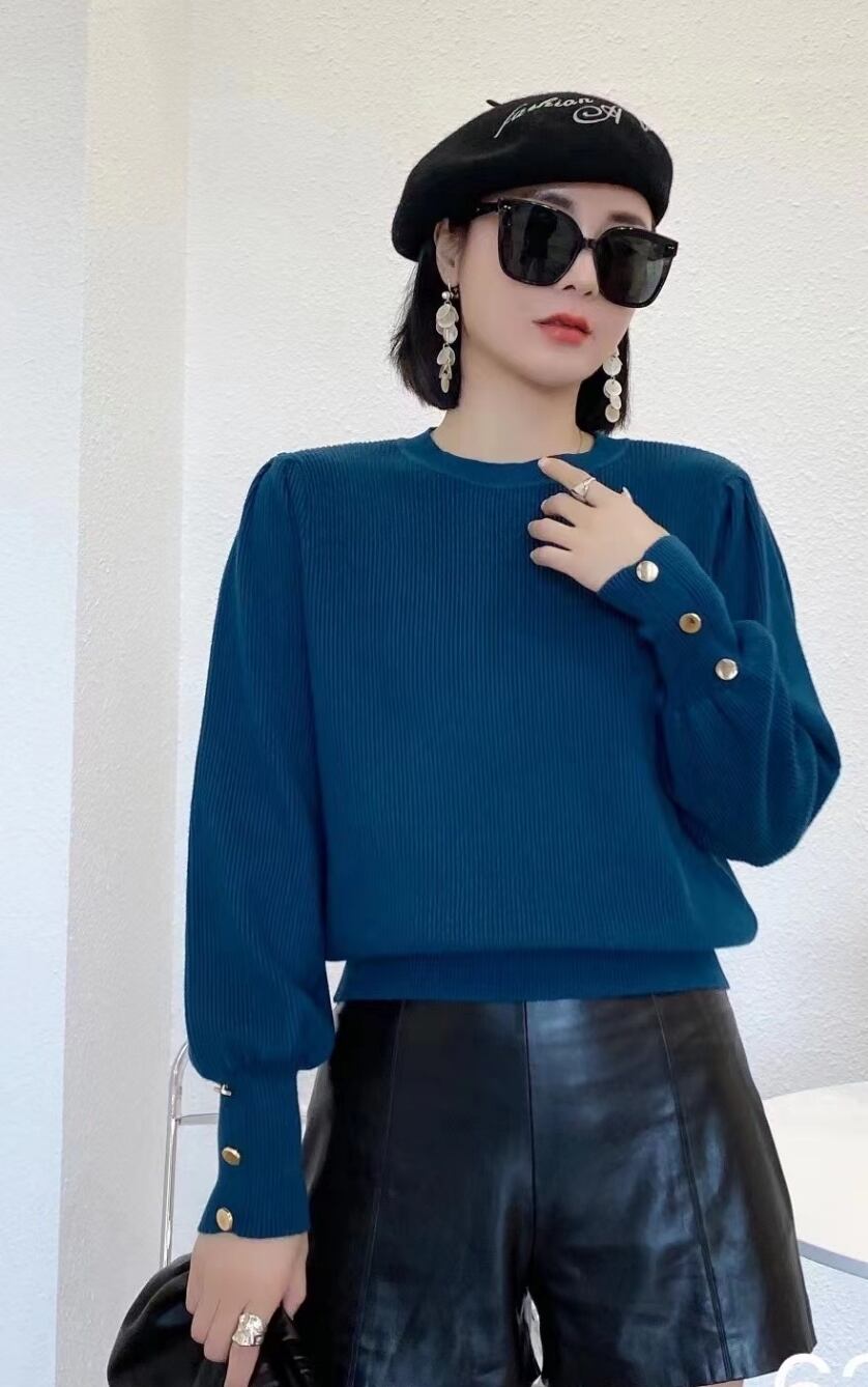 カフスゴールドボタン リブニット　AJ1080-6299