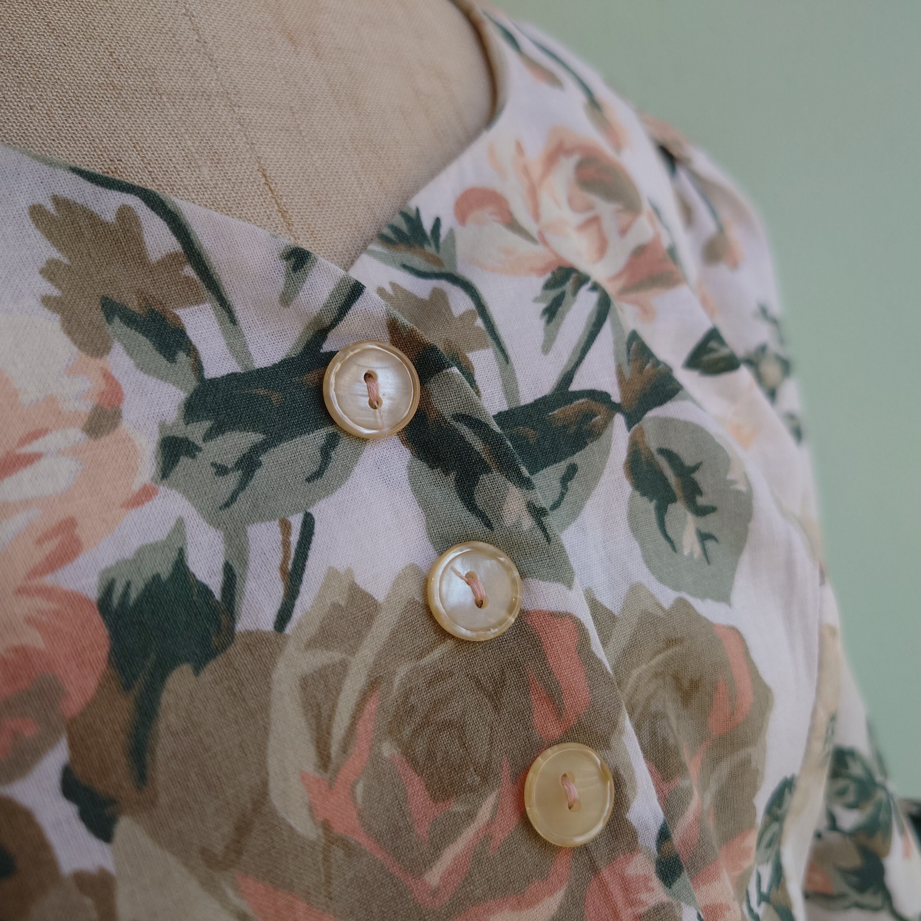 S.L. Fashions 80s vintage 花柄 ヴィンテージドレス パフスリーブ