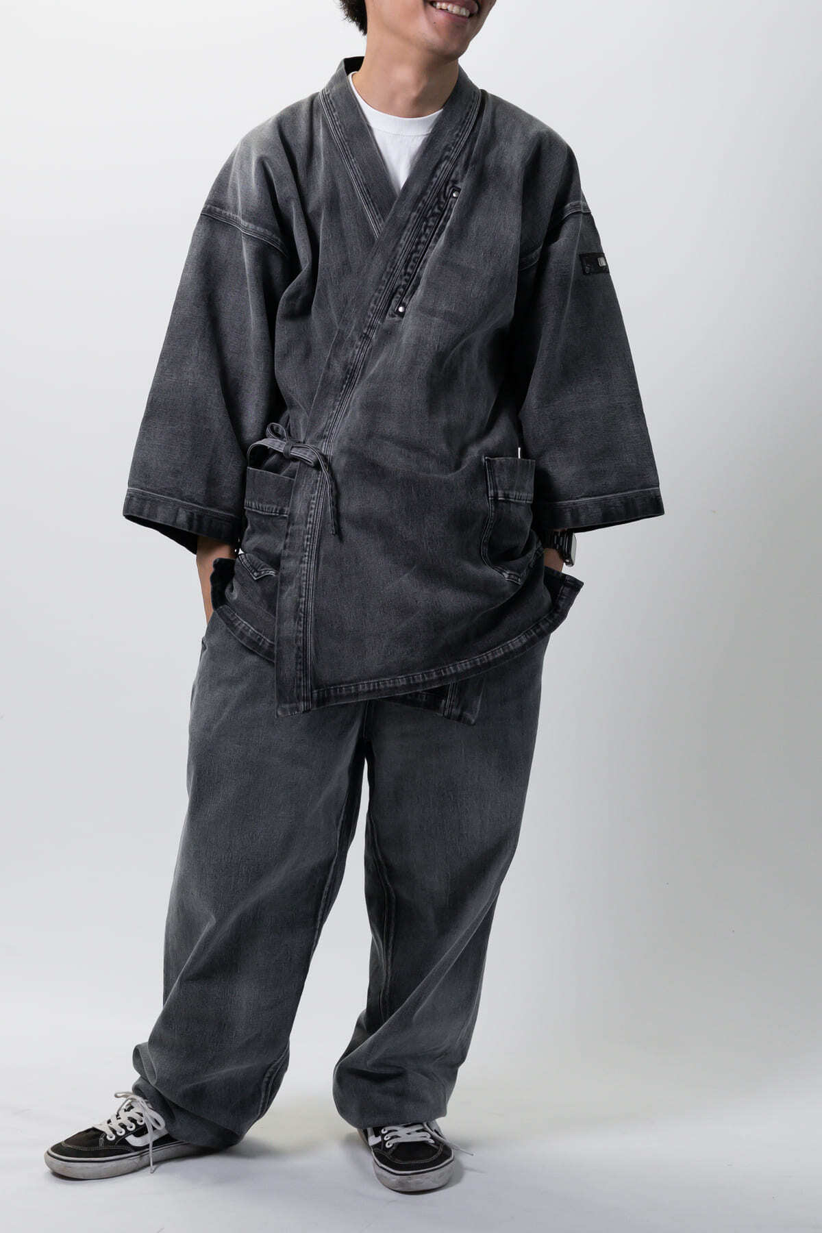 20着限定｜特別復刻】クロコダイル×デニム作務衣-深灰-【クロコダイル