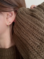 S925 ラインストーンドロップピアス