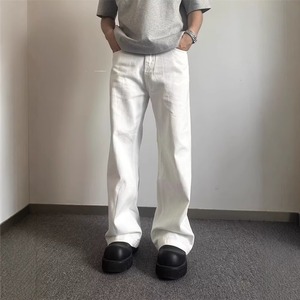 ホワイトストレートワイドレッグジーンズ