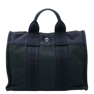 エルメス フールトゥPM ハンドバッグ トートバッグ ブラック パープル キャンバス レディース HERMES 中古