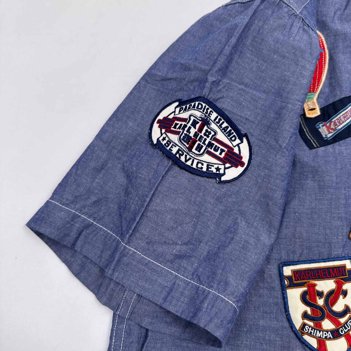 Karl Helmut カールヘルム ワッペン デザイン リネン混 半袖シャツ