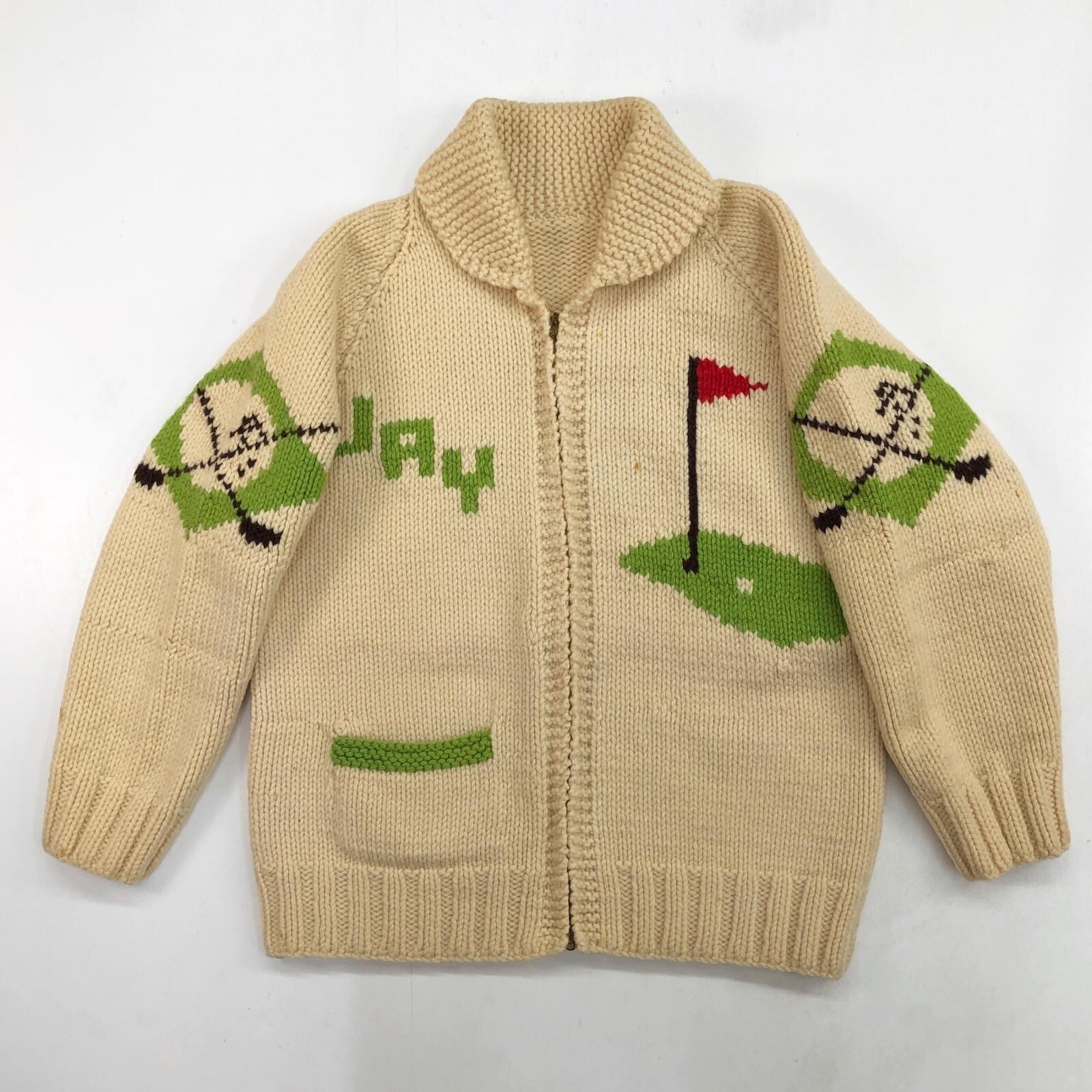 ヴィンテージ モヘヤ混 カーディガン 刺繍 アイルランド製 ハンドニット レトロ DIAVEL ニット セーター 「限定カラー」金木犀刺繍モヘア風