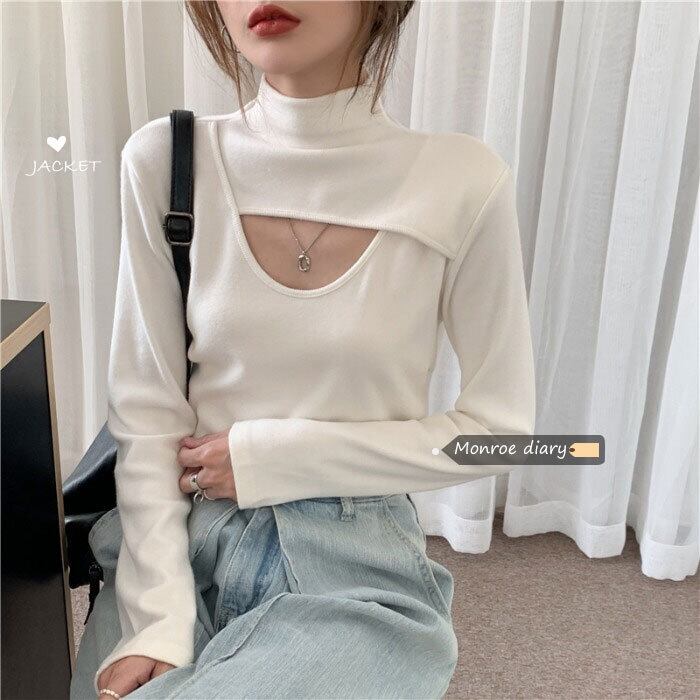 ホワイトTシャツ シャツ レディースオータムウィンタースタイルトップス 秋物 冬物 モンロー94375818231