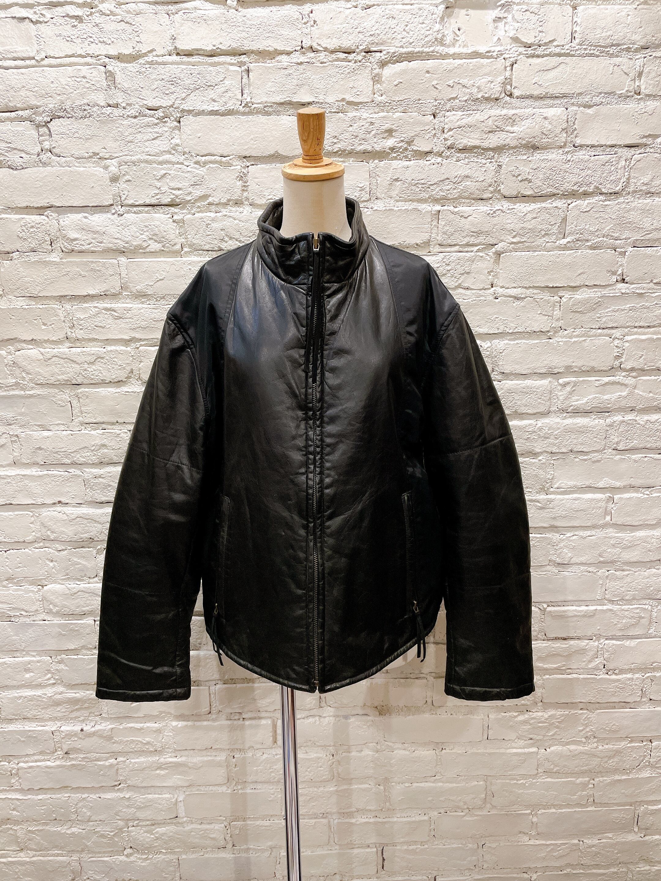 Donna Karan レザー×ナイロン 切替デザインレザージャケット | Used