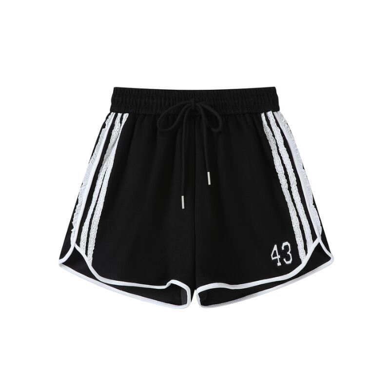 simple sweat elastic waist short pants la2009