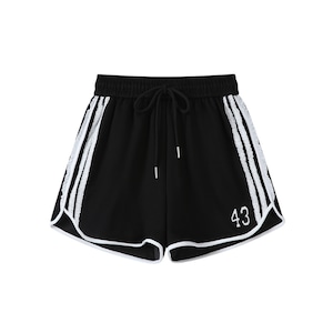 simple sweat elastic waist short pants la2009
