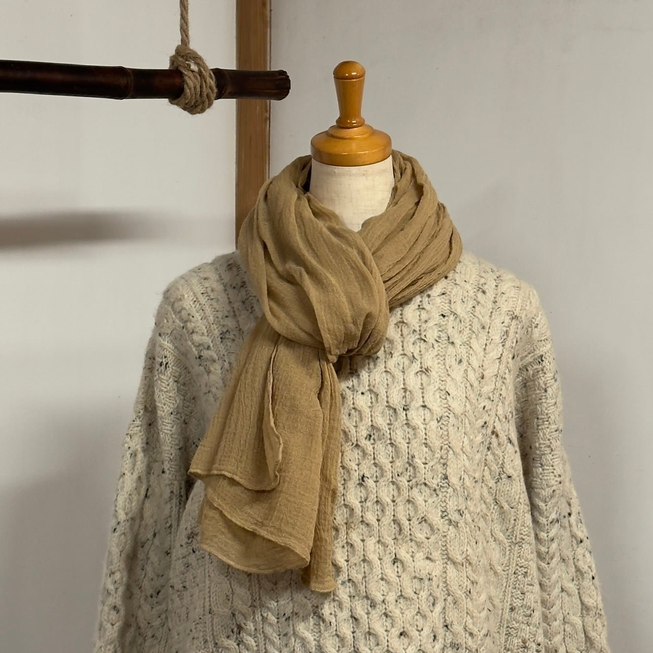 手染め 綿100% ふんわりストール｜夜叉五倍子染め（植物染め