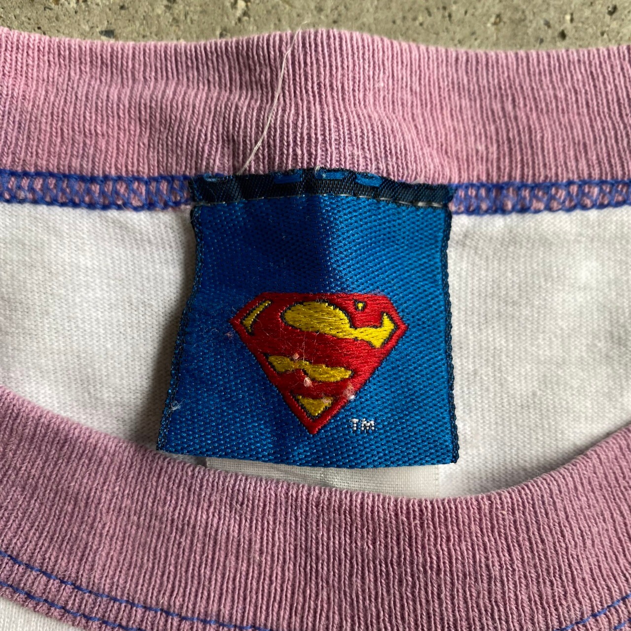 Superman スーパーマン ロゴプリント リンガーTシャツ メンズL相当 