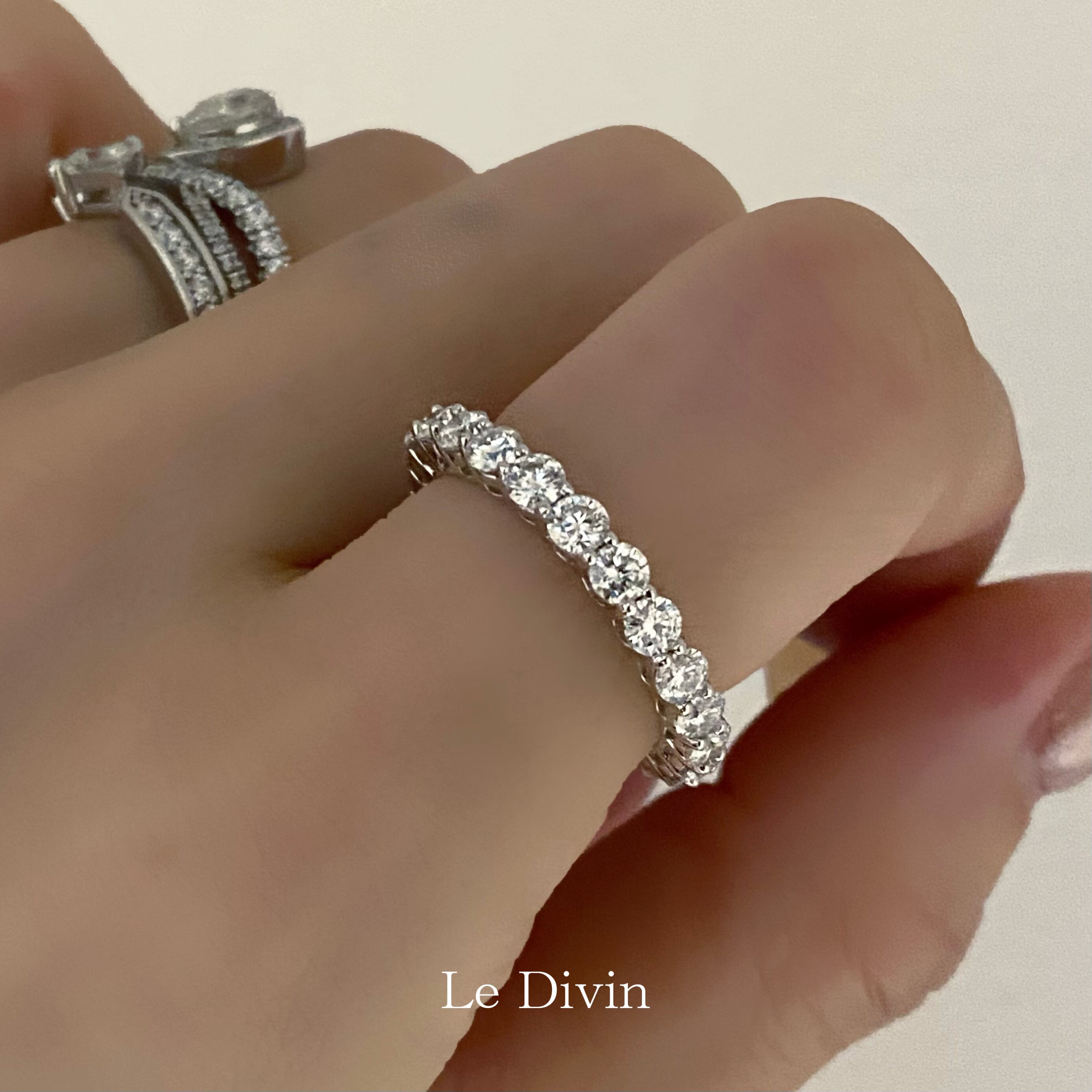 3mm 立て爪 フルエタニティリング モアサナイト silver925プラチナ