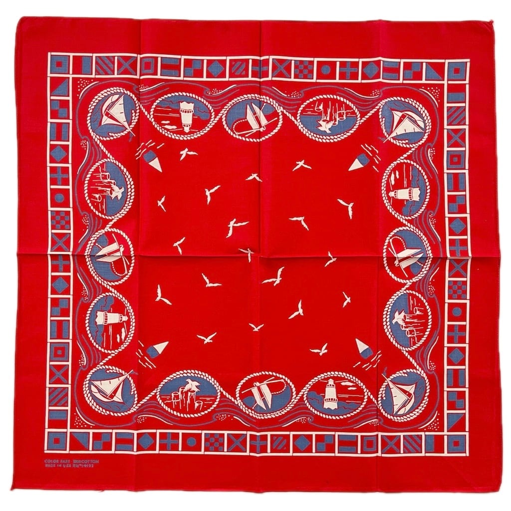 【Deadstock】~70s RN14193 Marine ヴィンテージバンダナ レッド