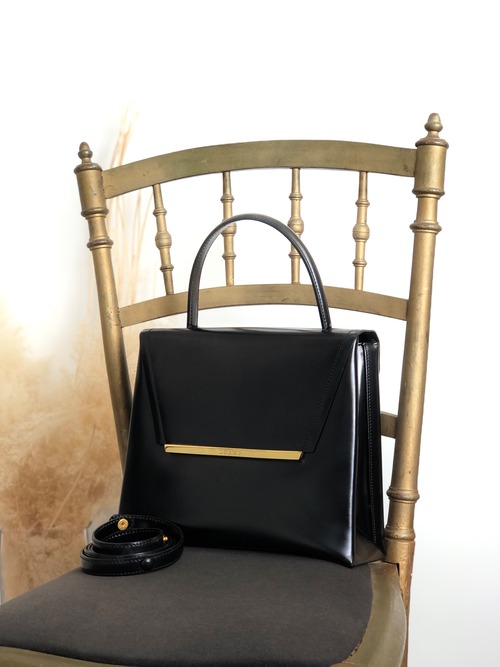 LOEWE ロエベ ショルダーバッグ ブラック ロゴ レザー 2WAY vintage ヴィンテージ オールド 588t4s