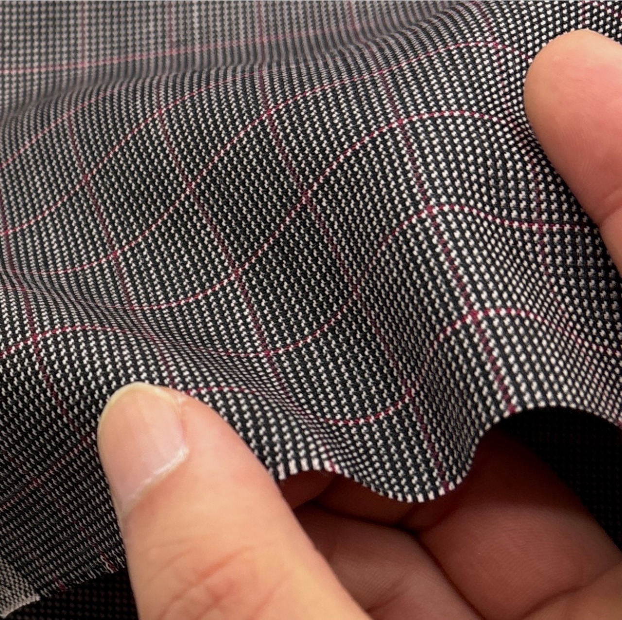 ★NO243◆3m◆ウールポリエステル混先染めチェック生地◆ダーク色系