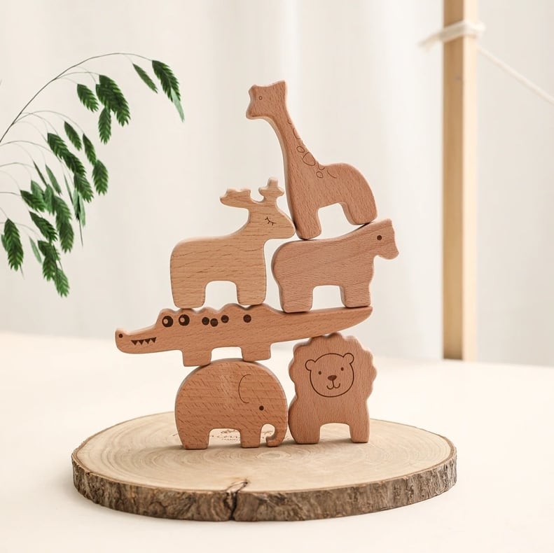 木製動物型知育玩具 どうぶつ 積み木ブロック | Wood Animal Puzzles Toys アニマル 動物