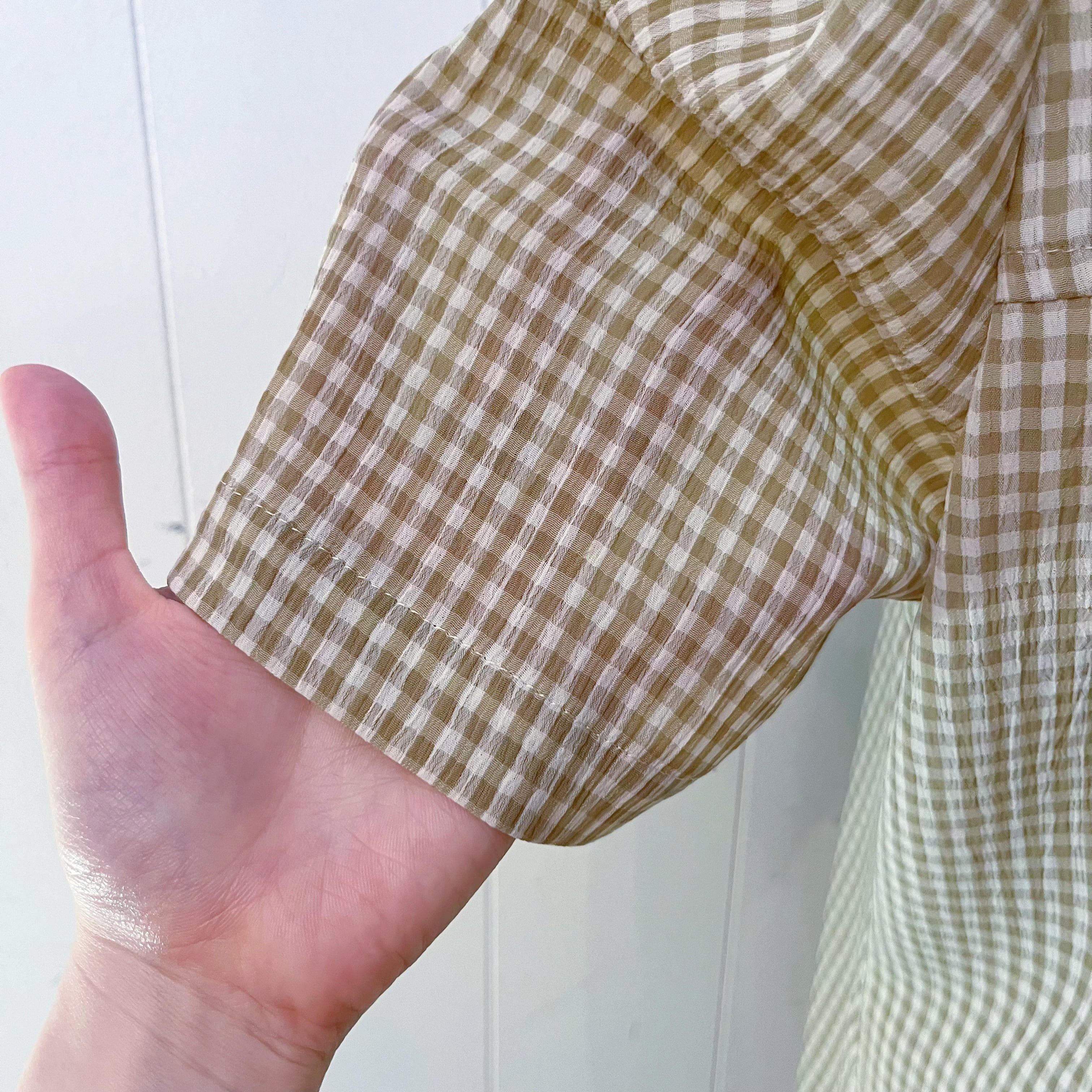 green gingham check one-piece