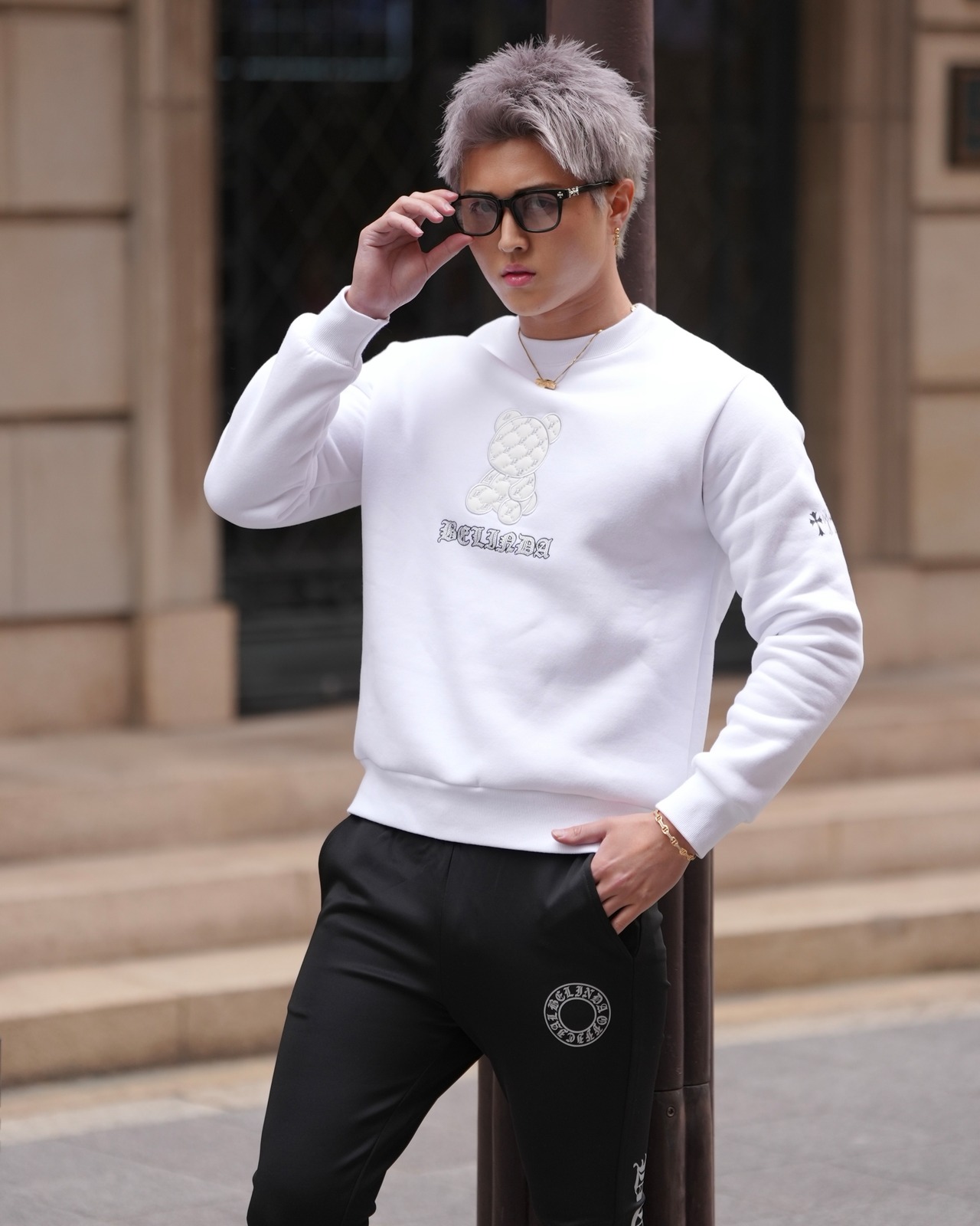 RHINE STONE TEDDY BEAR SWEAT【BB25026】