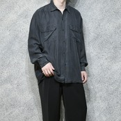 design double pocket black silk shirt