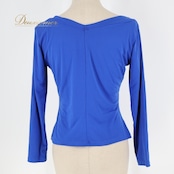 社交ダンス 衣装 トップス ブラウス ブルー系 チャコット Chacott 青 無地 レッスン 練習 伸縮 ストレッチ シンプル 長袖 鮮やか 上品 かわいい ダンス衣装
