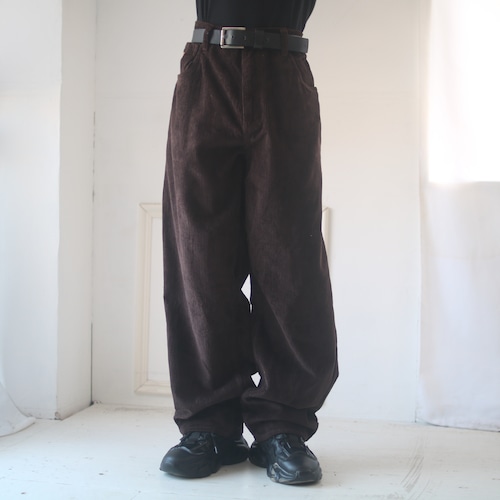 OLD " 刺繍 " onepoint design corduroy widepants brown