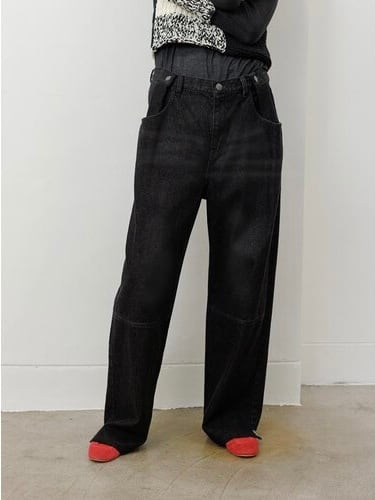 タックベルトデザインパンツ|ブラック|YENN