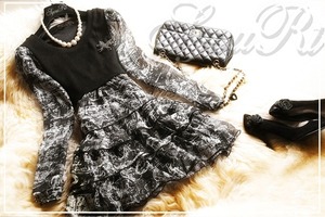 ★送料無料★フリ－☆華やかフリルワンピ－ス(OPN8193)