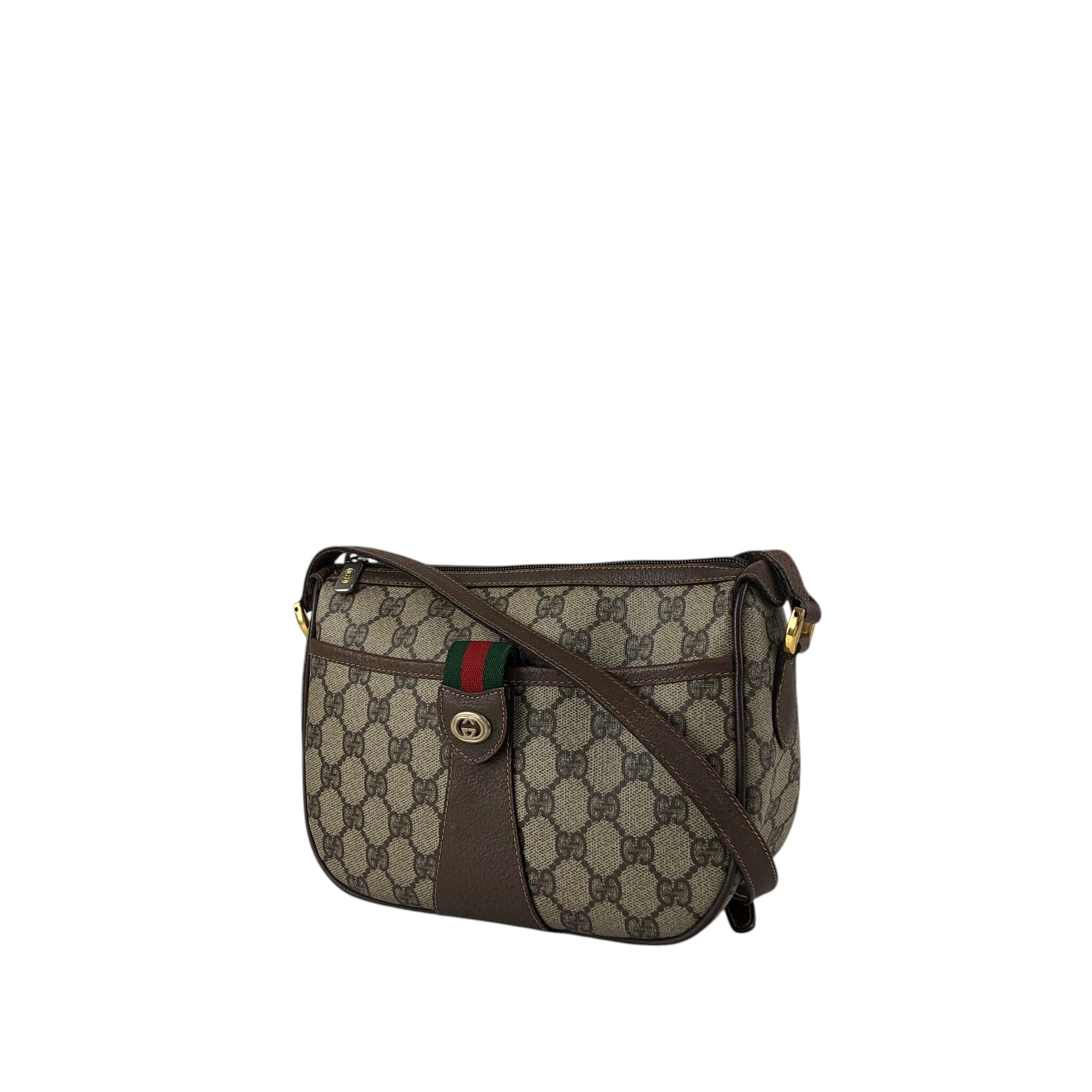 GUCCI グッチ シェリーライン ショルダーバッグ ベージュ PVC レザー