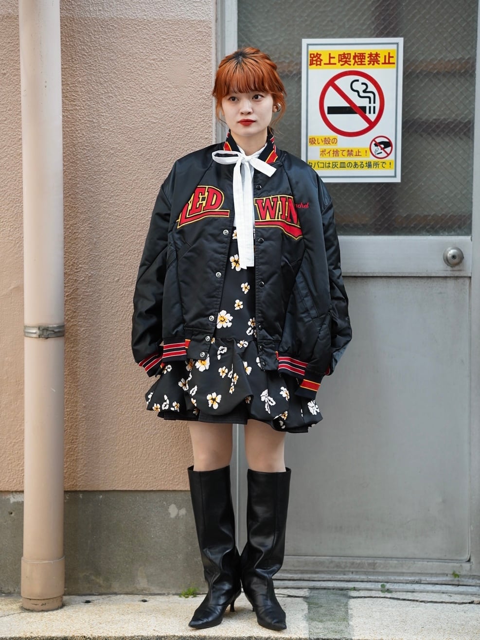 77circa(ナナナナサーカ) “ circa make track jacket cutback nylon award jacket(BLACK×RED)”