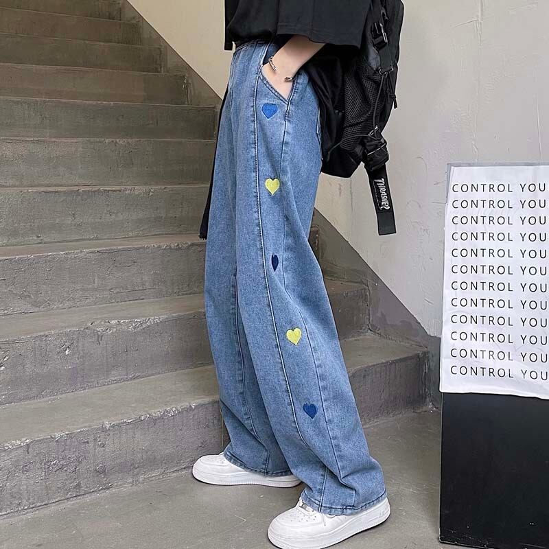 スタンダードスタイルパンツ カジュアルジーンズ ルーズハイウェスト薄手 レトロ ケッペル30291660324