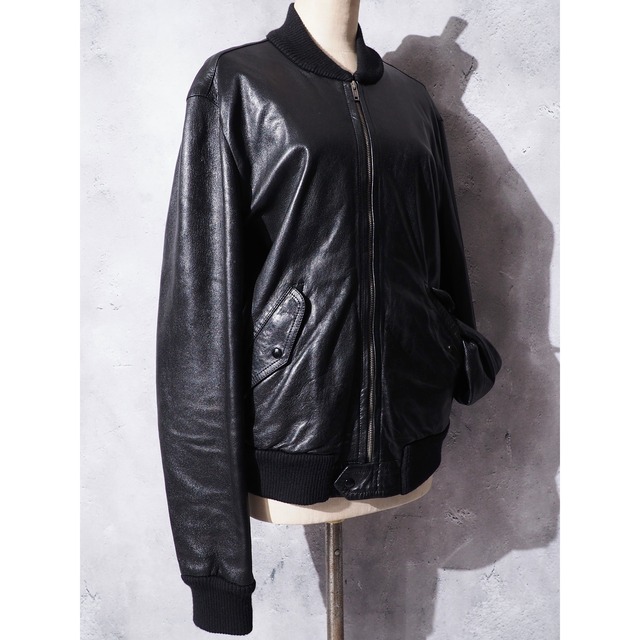 ” DOLCE&GABBANA ” Black single riders lamb leather jacket (made in Italy)