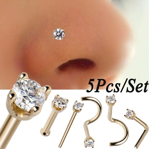 5ピース セット クリスタル ノーズリング 鼻ピアス ノーズピアス