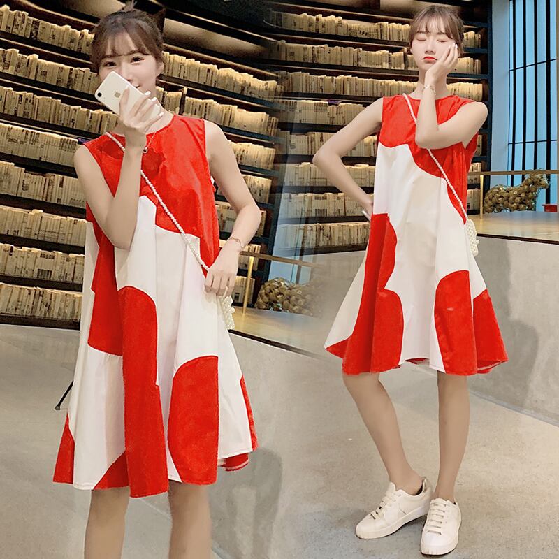 【新作】【送料無料】 2020妊婦ルーズスタイルサンドレスブロックカラーパッチワーク不規則マタニティシフォンドレススリーブスウィートドレス卸売 大人ガーリー キュート カジュアル AL expec357502176098