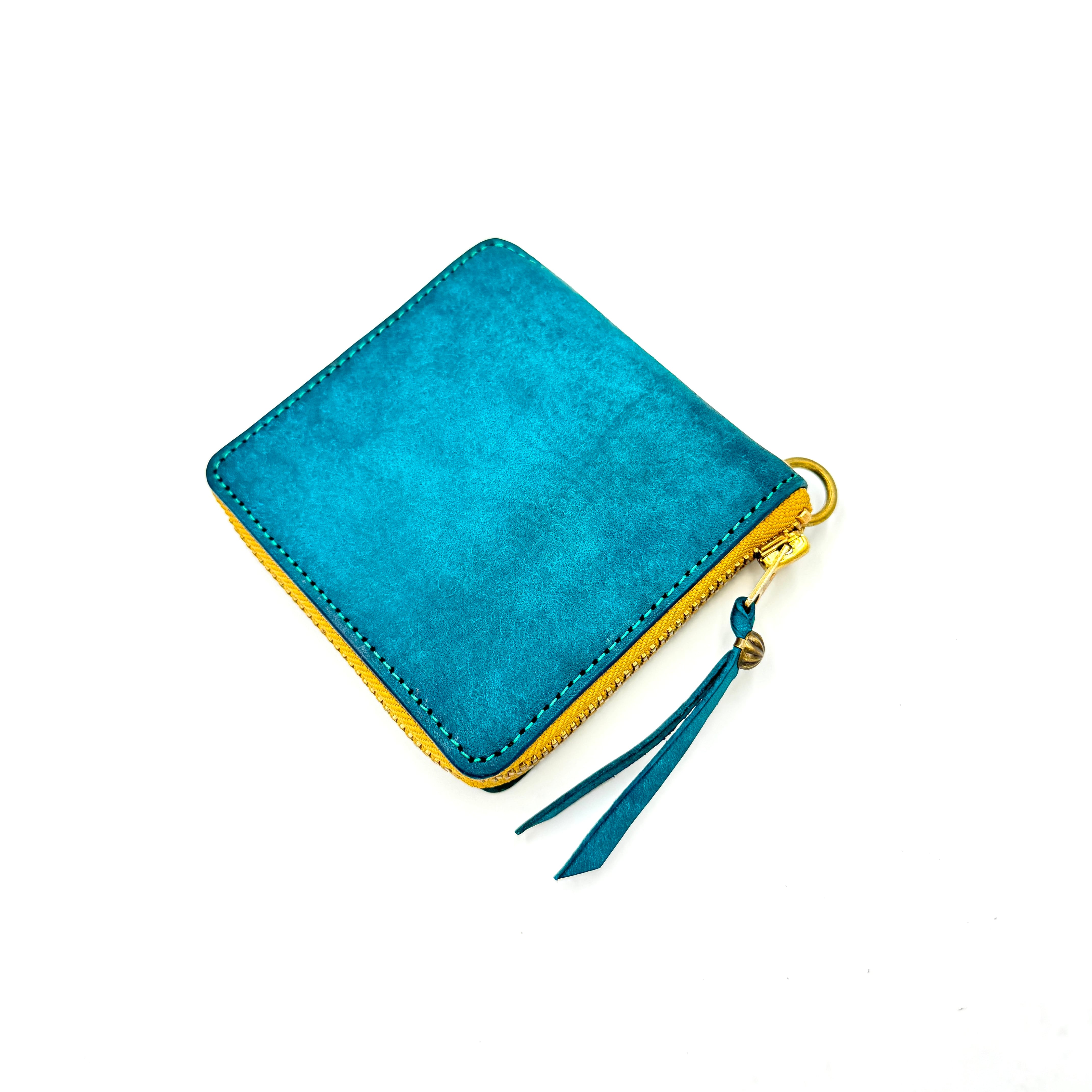 YONZY RZショートウォレット 牛革 スクラッチレザー ターコイズYZRZSW TYPE2