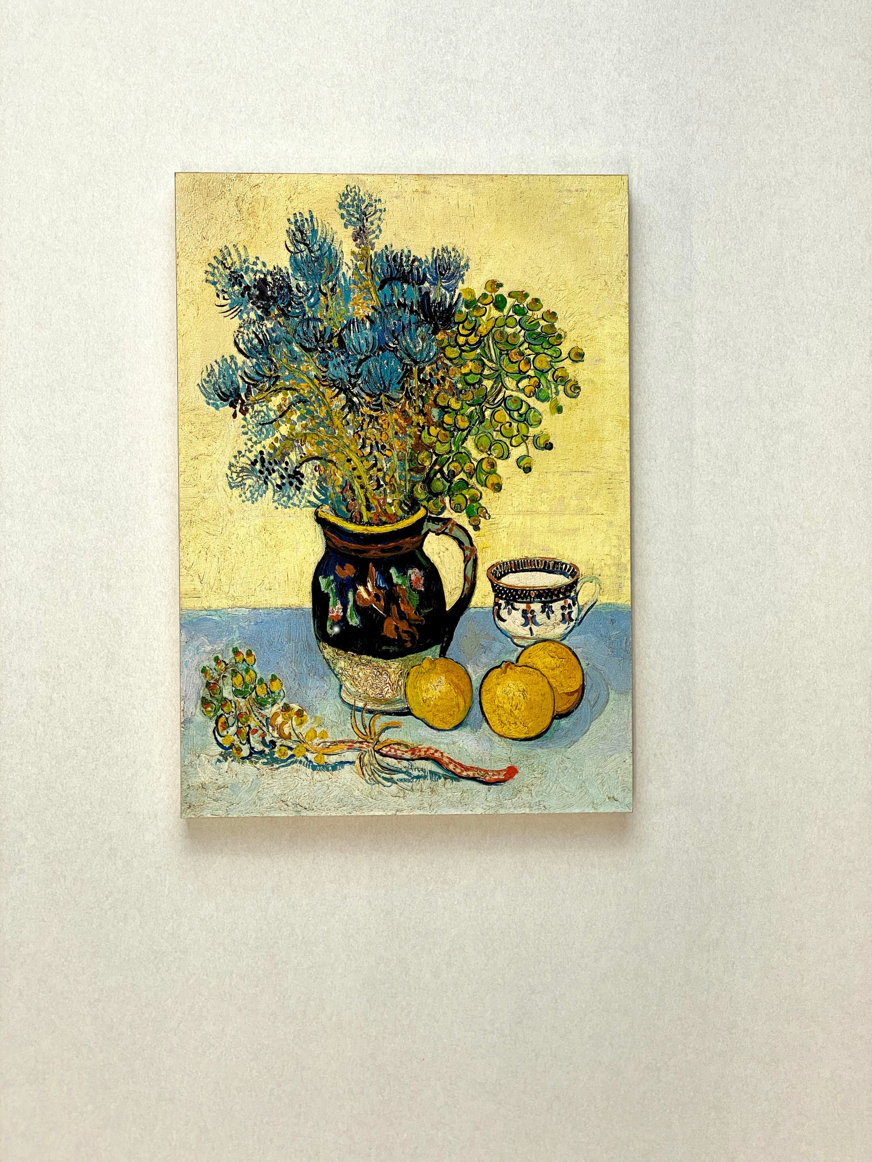 素敵なアートパネル A4サイズ マヨリカ焼きの水差しと野の花々 フィン