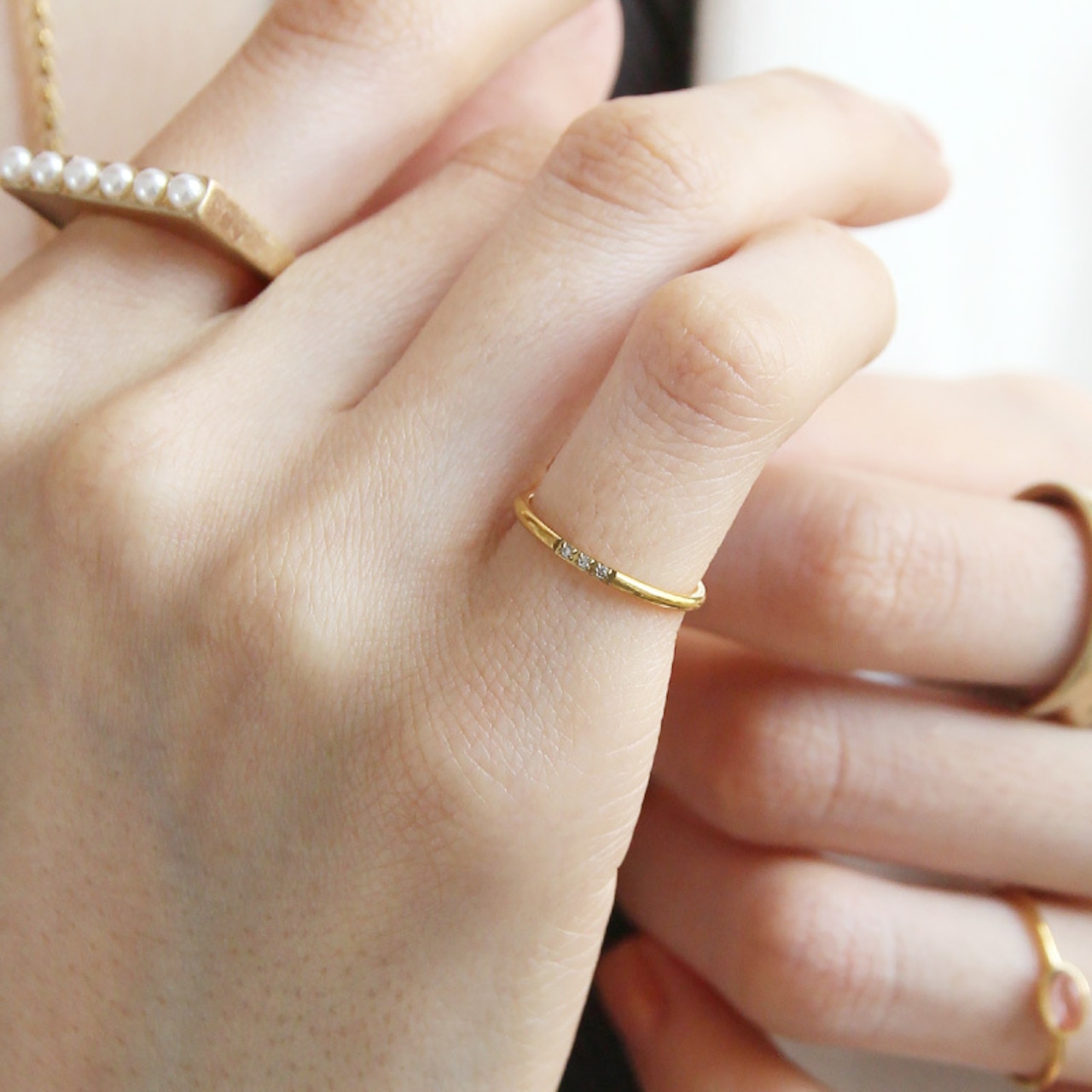 シルバー登場【ネコポス便】リング キュービックジルコニアピンキーリング シンプル 金属アレルギー サージカルステンレス 2083