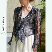 【3color】小花柄に癒された フリルシアーカーディガン 《Y0269》