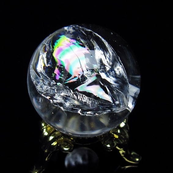 アイリスクォーツ 水晶 丸玉 虹入り 27mm 水晶玉 置物 スフィア 141-6950