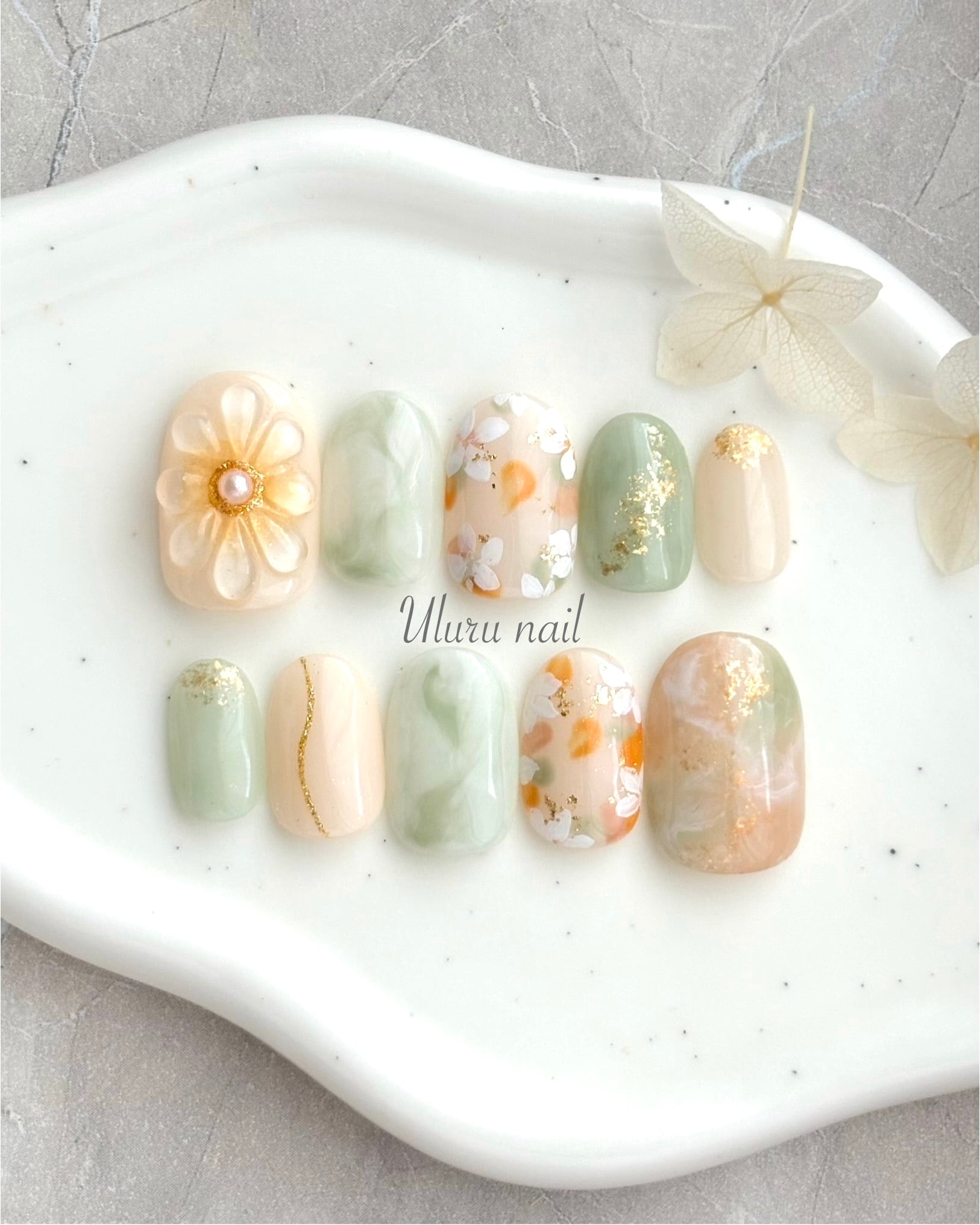 抹茶ラテ×ぷっくりフラワー...【011】 / ブライダル 成人式 卒業式 推し活…#ncs009