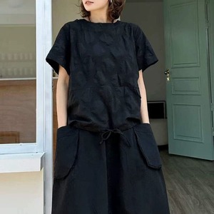 DRAWSTRING POLKA DOT SHORT SLEEVE T-SHIRT M-16876