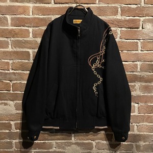 【Caka act3】Chain x Belt Embroidery Design Short Zip Up Jacket